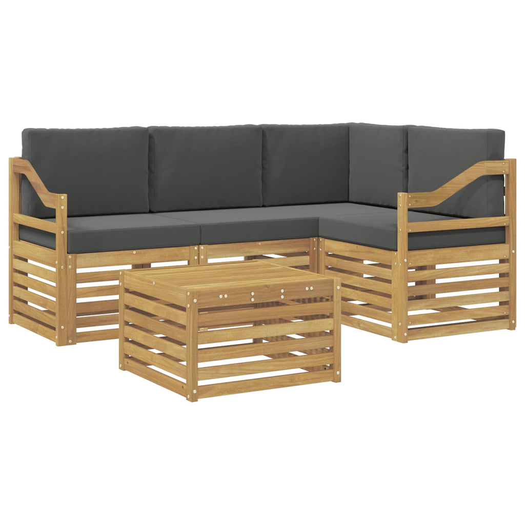 Outdoor-Sofagarnitur 5 pcs Weiß und Anthrazit 59 x 59 x 37 cm
