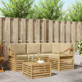 Outdoor-Sofagarnitur 5 pcs Weiß und Beige 59 x 59 x 37 cm
