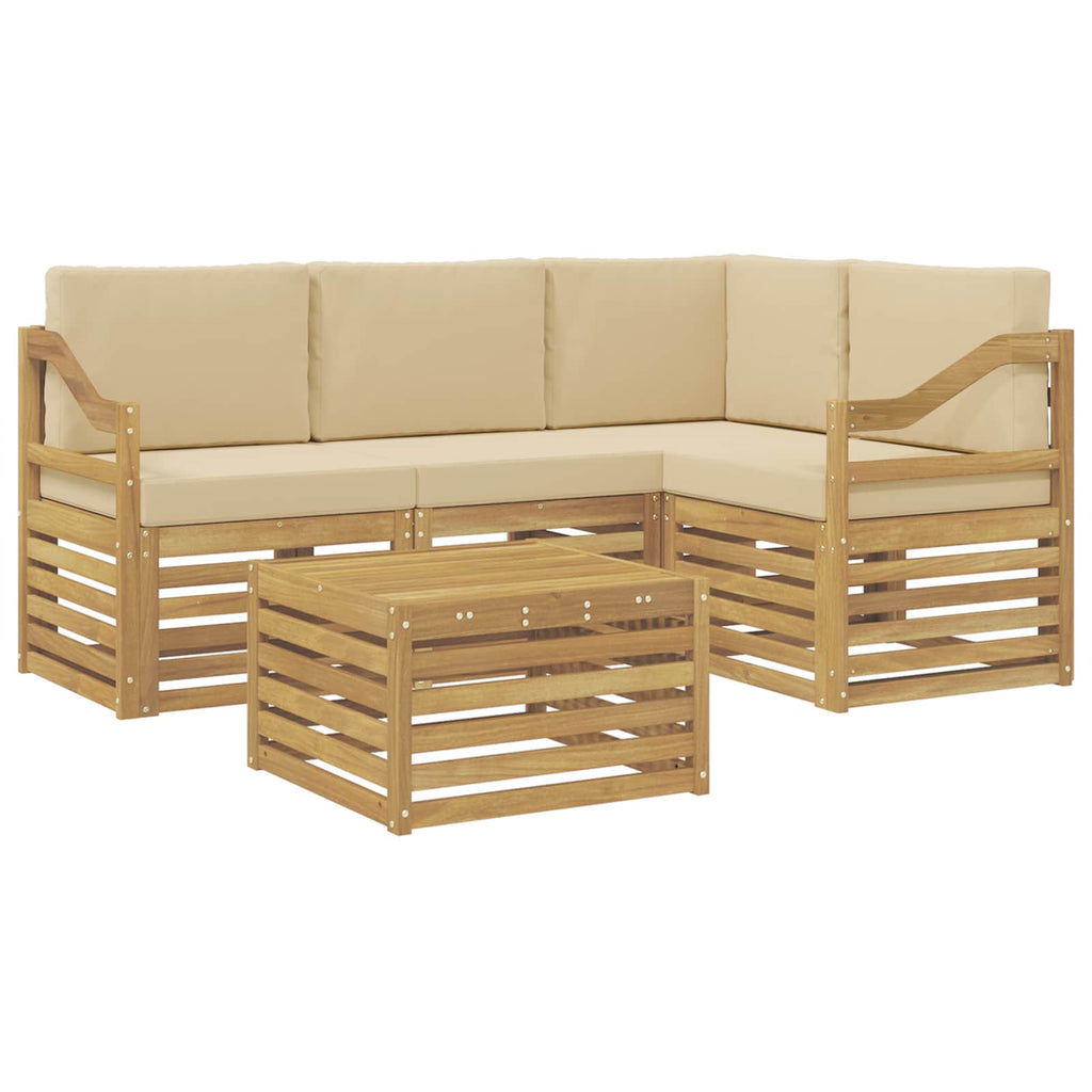 Outdoor-Sofagarnitur 5 pcs Weiß und Beige 59 x 59 x 37 cm