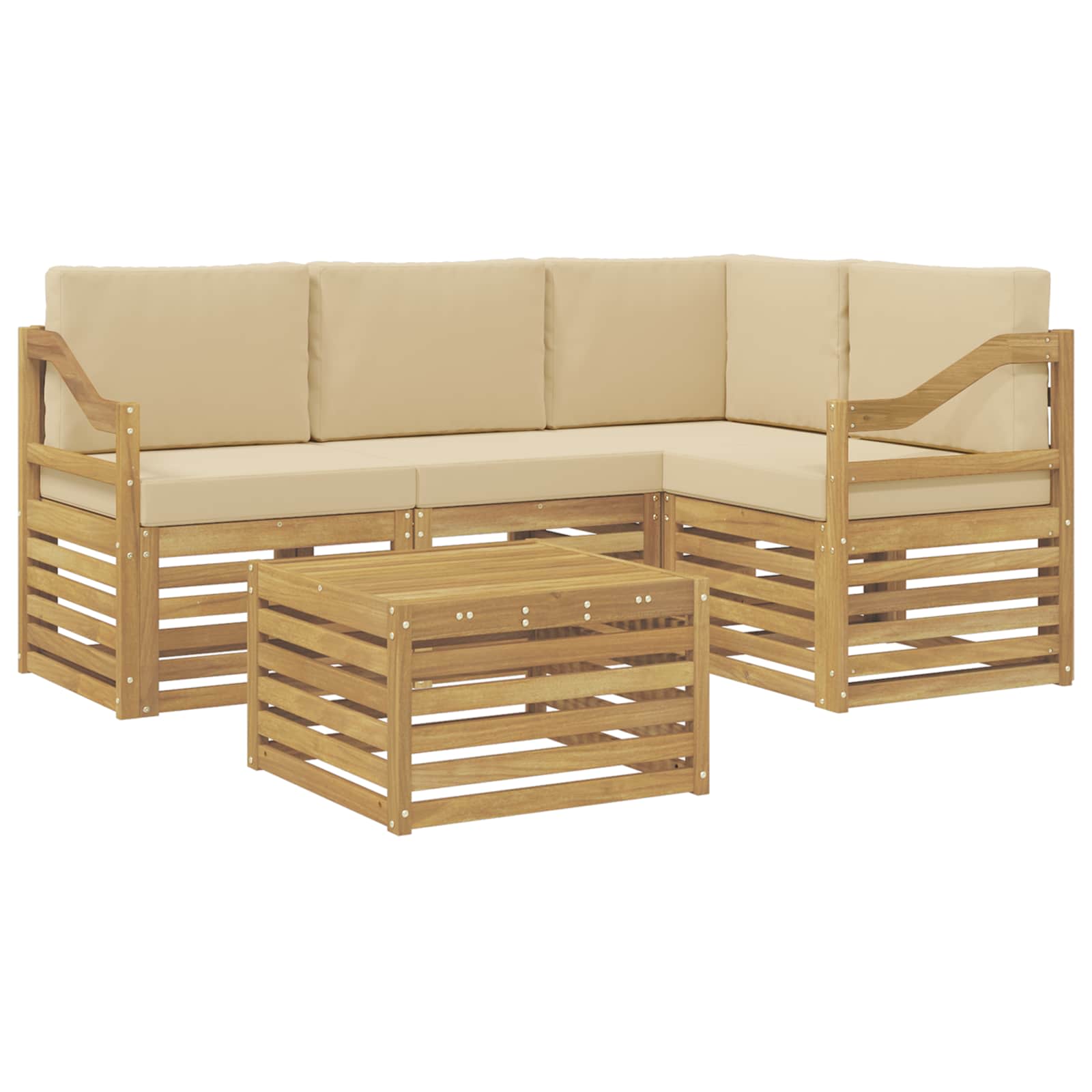 Outdoor-Sofagarnitur 5 pcs Weiß und Beige 59 x 59 x 37 cm