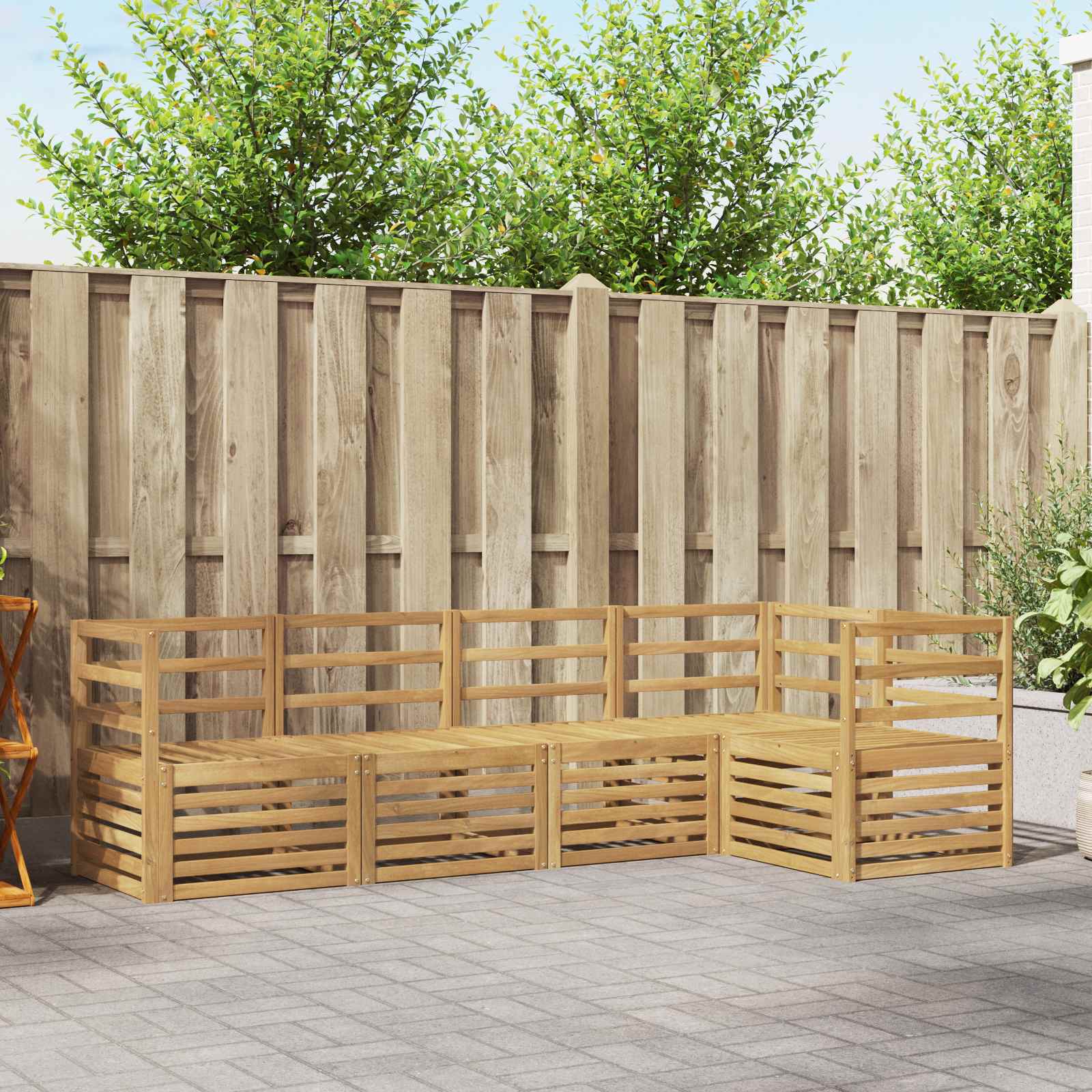 Outdoor-Sofagarnitur 5 pcs Weiß 245 x 126,5 x 73 cm