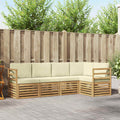 Ecksofa Set mit Kissen 5 pcs Weiß und Creme Massivholz Akazie