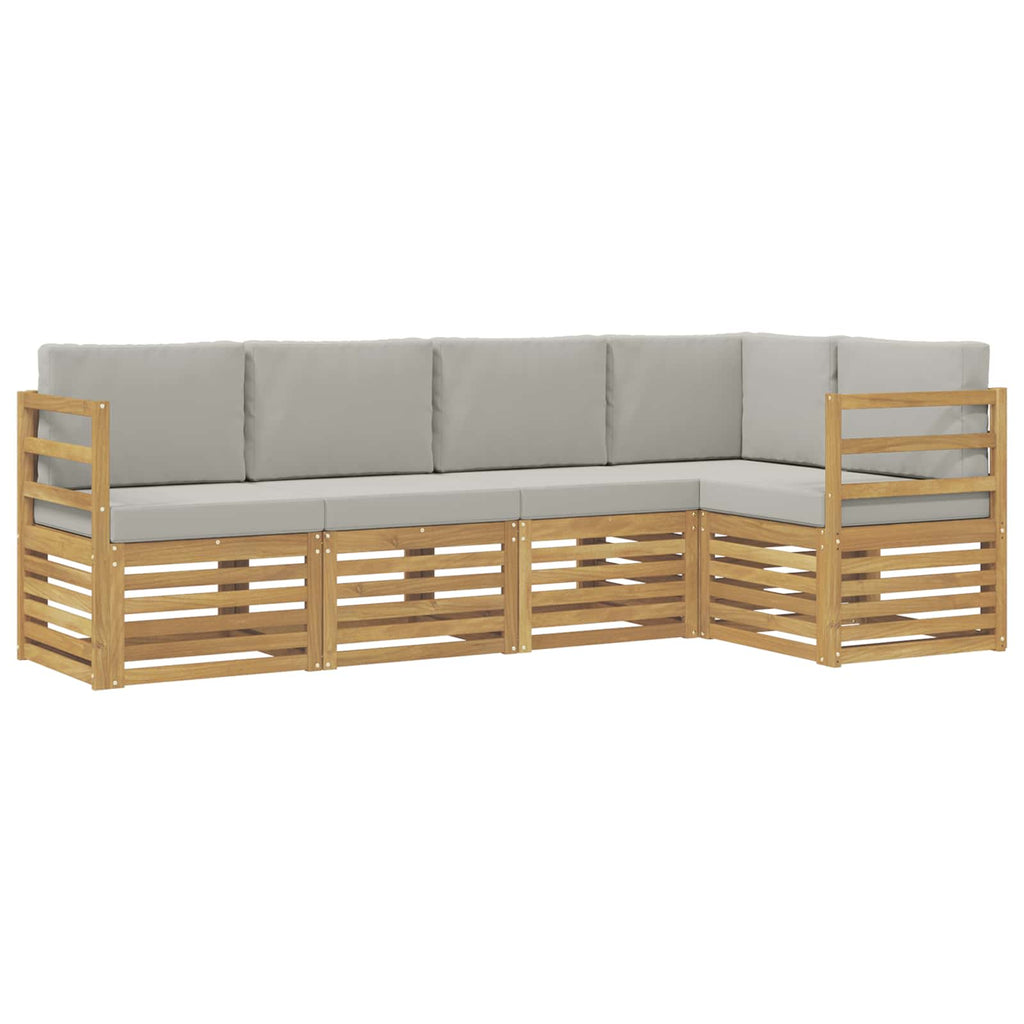Outdoor-Sofagarnitur 5 pcs Weiß und Hellgrau