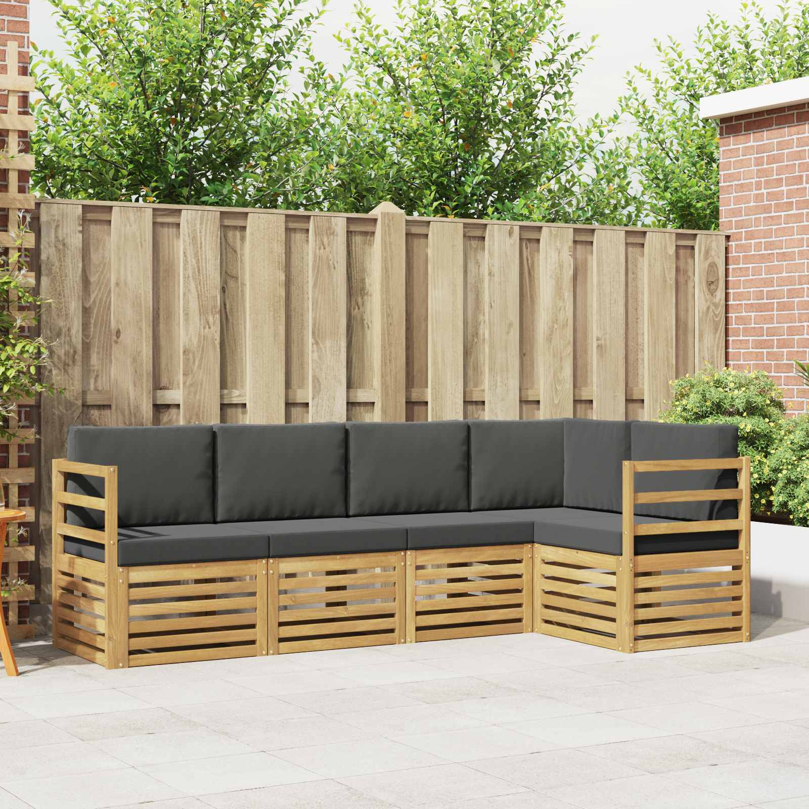 Outdoor-Sofagarnitur 5 pcs Weiß und Anthrazit
