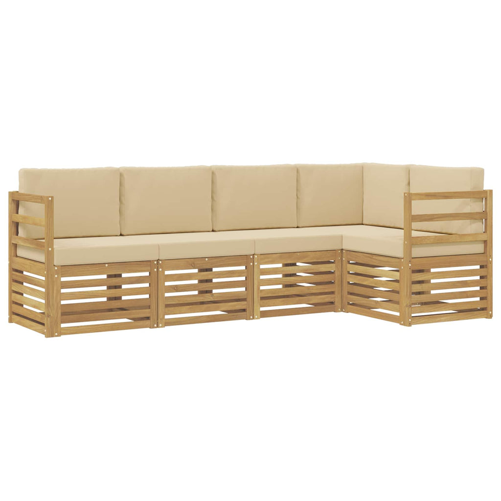 Outdoor-Sofagarnitur 5 pcs Weiß und Beige 245 x 126,5 x 73 cm