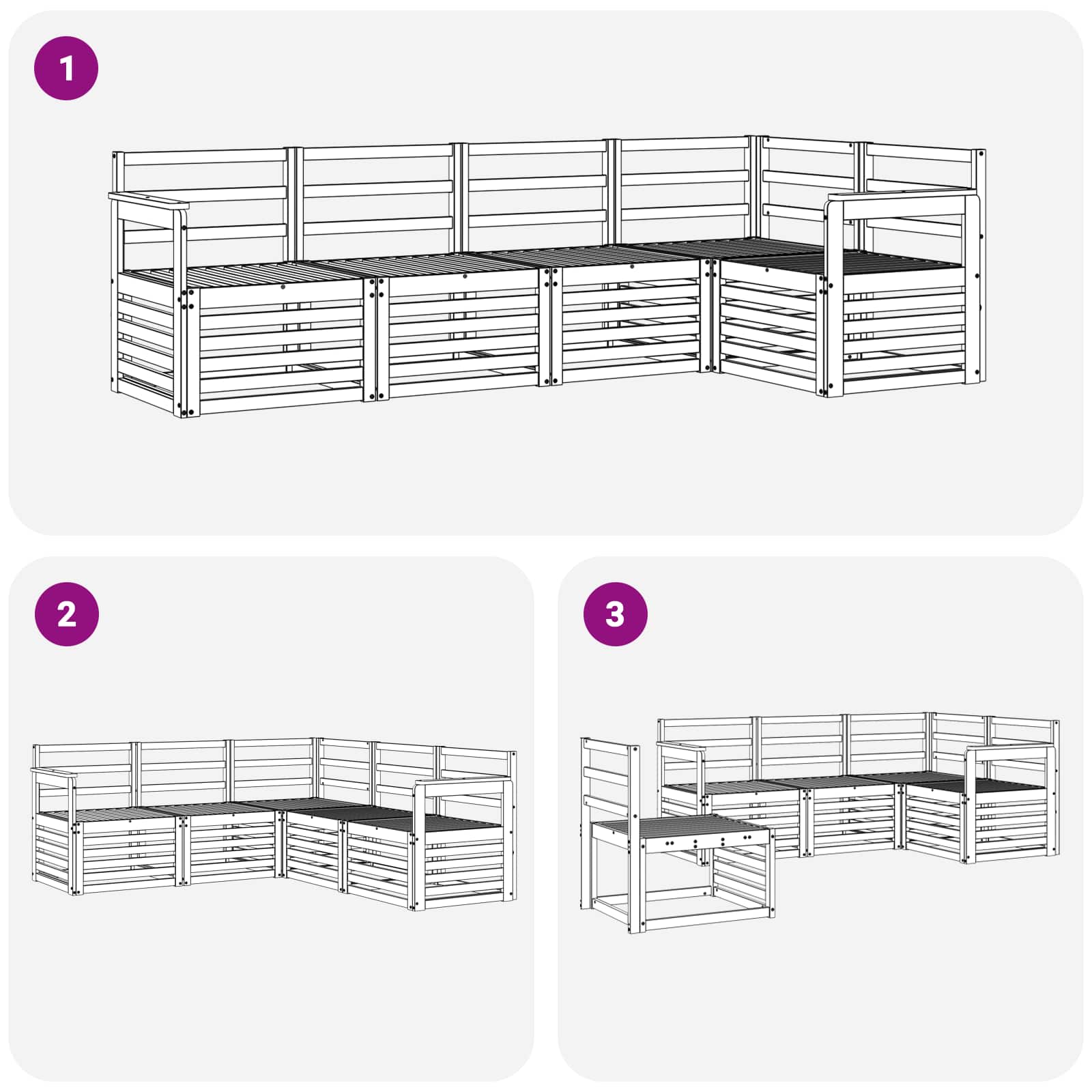 Outdoor-Sofagarnitur 5 pcs Weiß 247 x 128,5 x 73 cm
