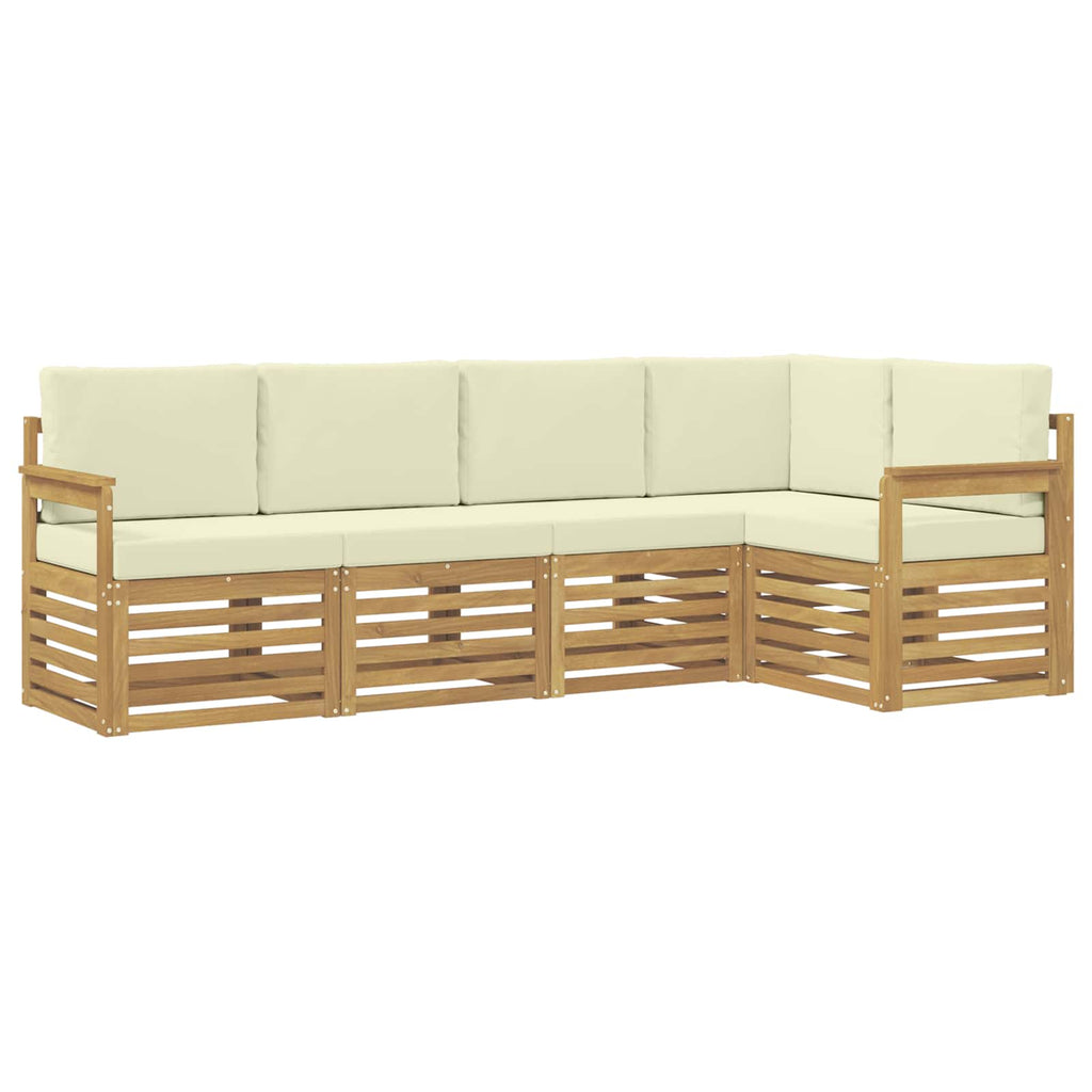 Outdoor-Sofagarnitur 5 pcs Weiß und Creme 247 x 128,5 x 73 cm