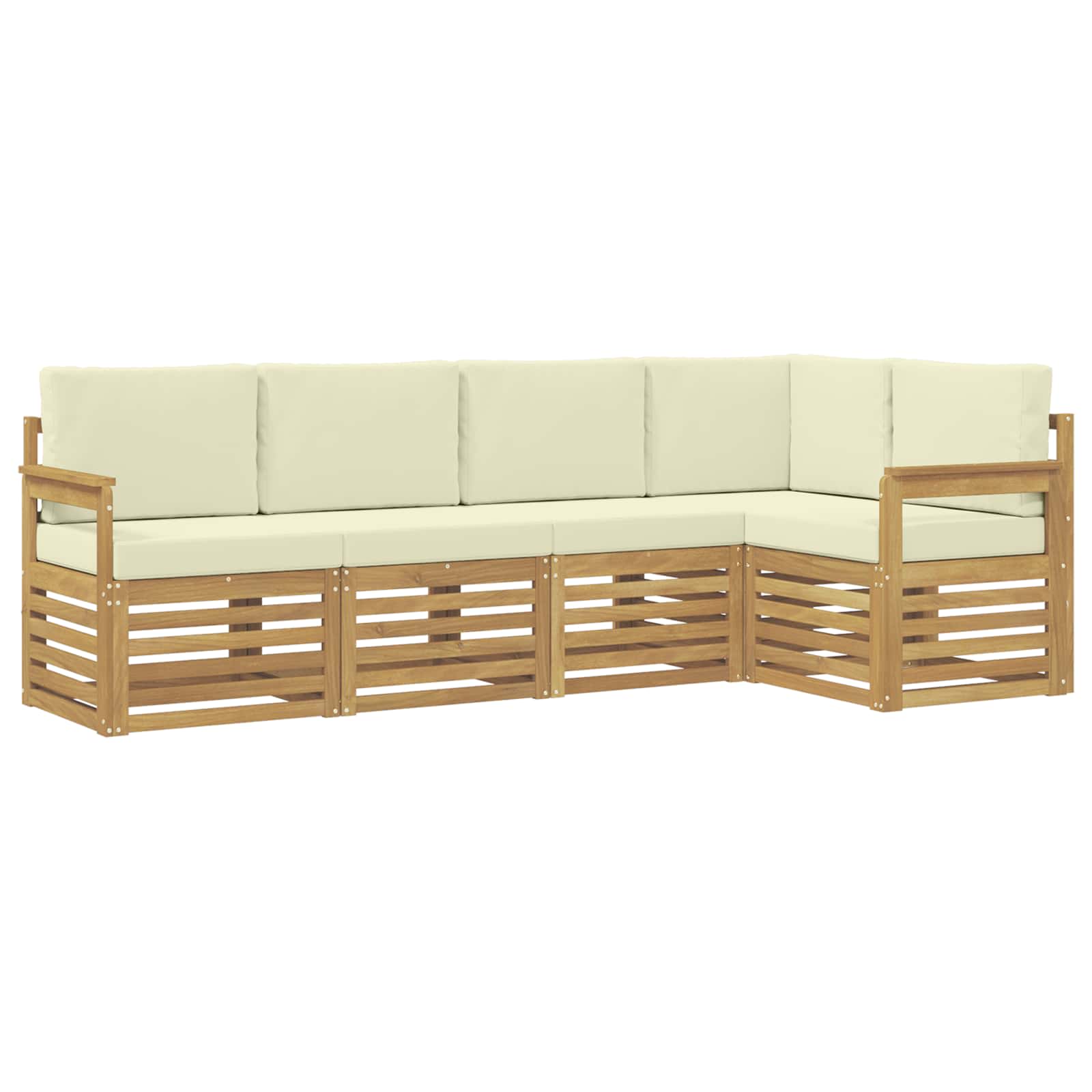 Outdoor-Sofagarnitur 5 pcs Weiß und Creme 247 x 128,5 x 73 cm