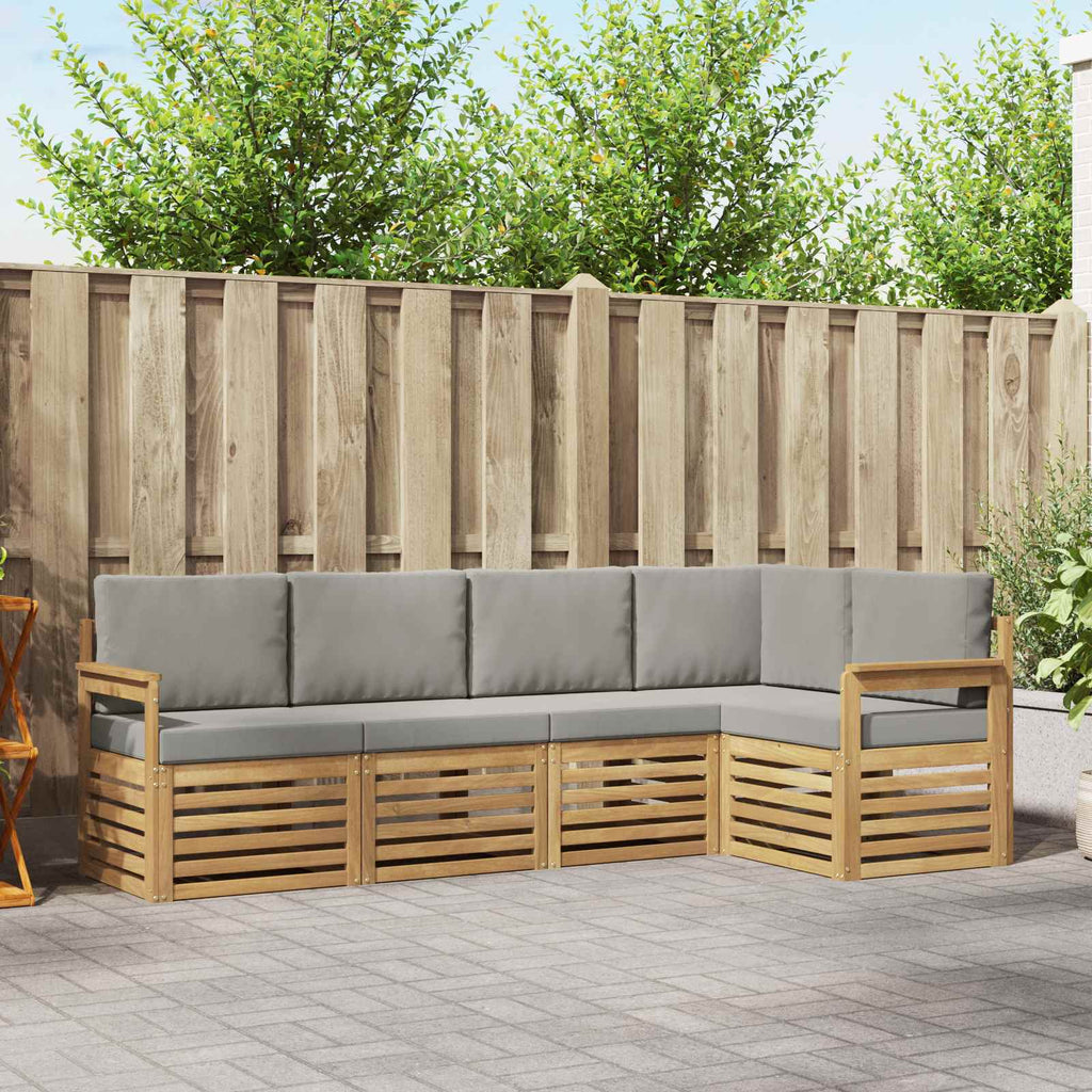 Outdoor-Sofagarnitur 5 pcs Weiß und Hellgrau