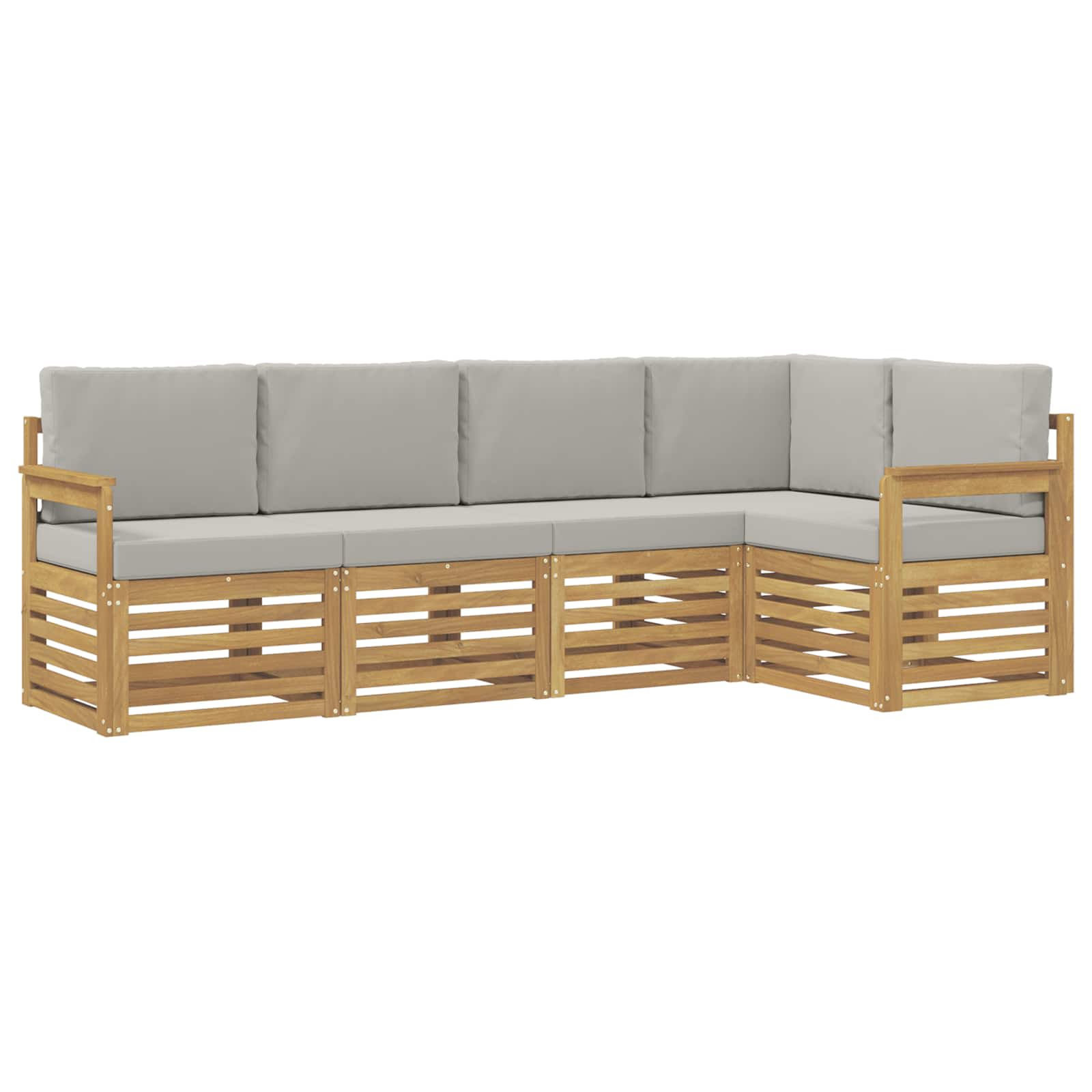 Outdoor-Sofagarnitur 5 pcs Weiß und Hellgrau