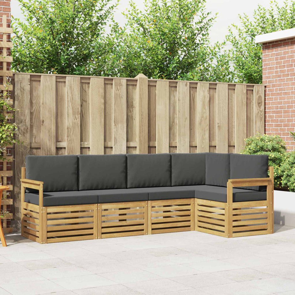 Outdoor-Sofagarnitur 5 pcs Weiß und Anthrazit