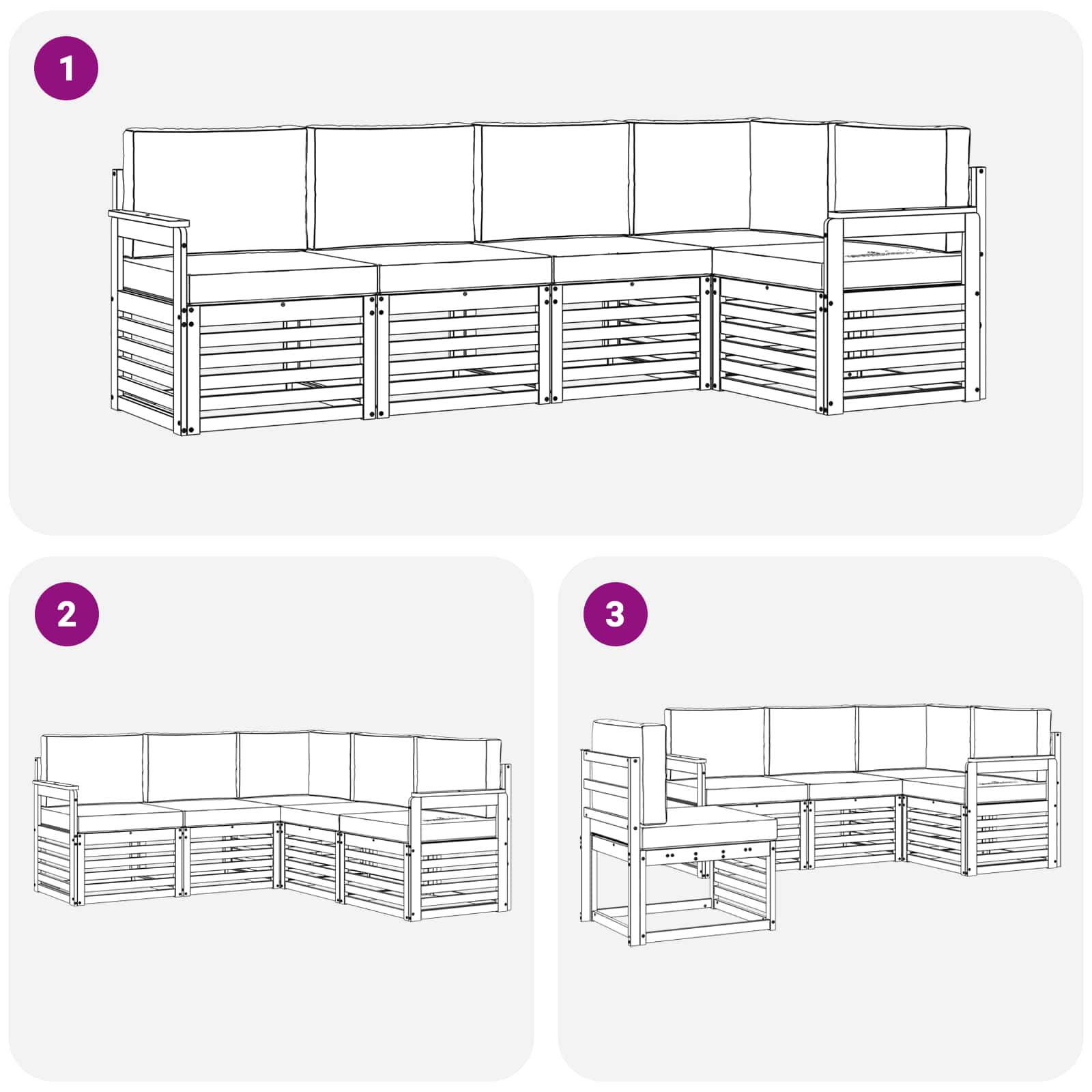 Outdoor-Sofagarnitur 5 pcs Weiß und Anthrazit