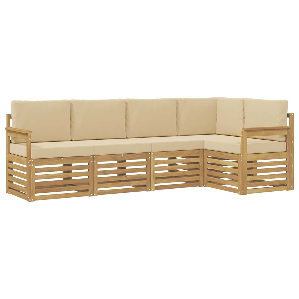 Outdoor-Sofagarnitur 5 pcs Weiß und Beige 247 x 128,5 x 73 cm