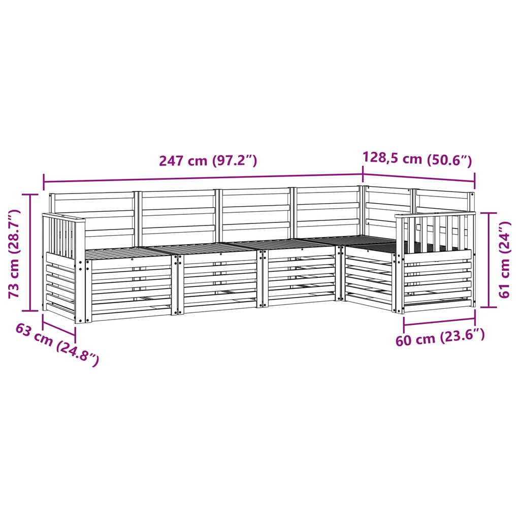 Outdoor-Sofagarnitur 5 pcs Weiß 247 x 128,5 x 73 cm