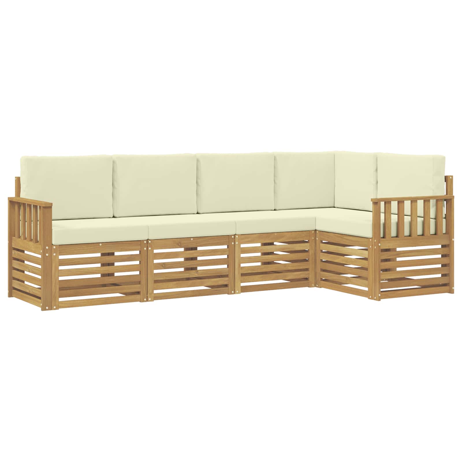 Outdoor-Sofagarnitur 5 pcs Weiß und Creme 247 x 128,5 x 73 cm