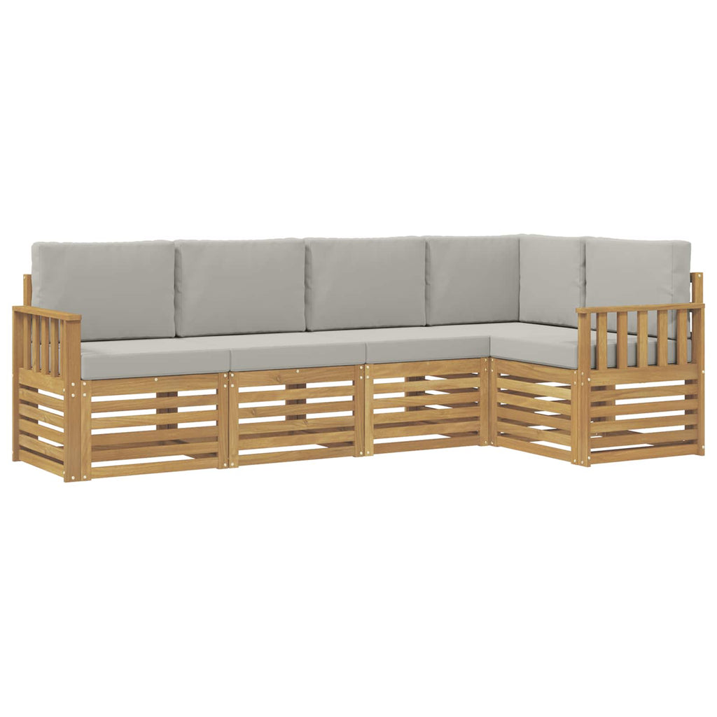 Outdoor-Sofagarnitur 5 pcs Weiß und Hellgrau Polyester