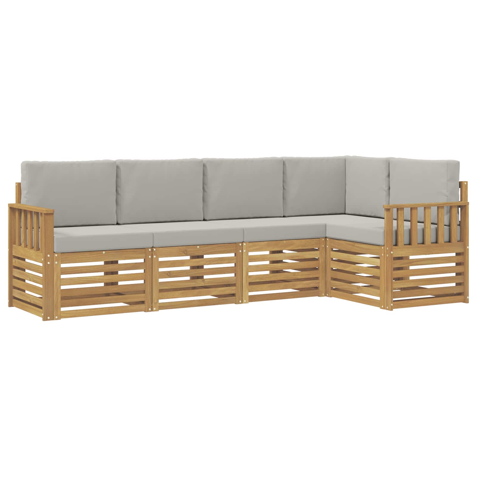 Outdoor-Sofagarnitur 5 pcs Weiß und Hellgrau Polyester