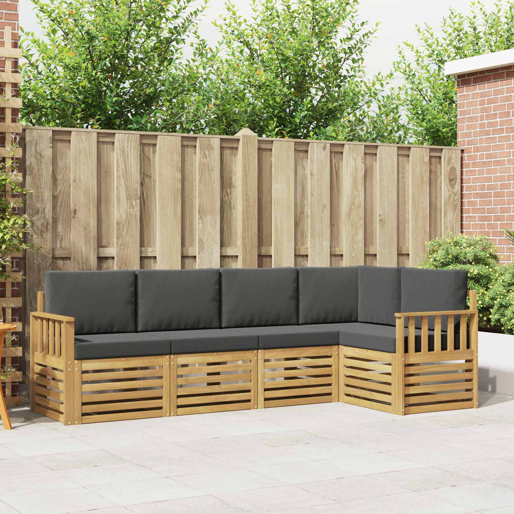 Outdoor-Sofagarnitur 5 pcs Weiß und Anthrazit