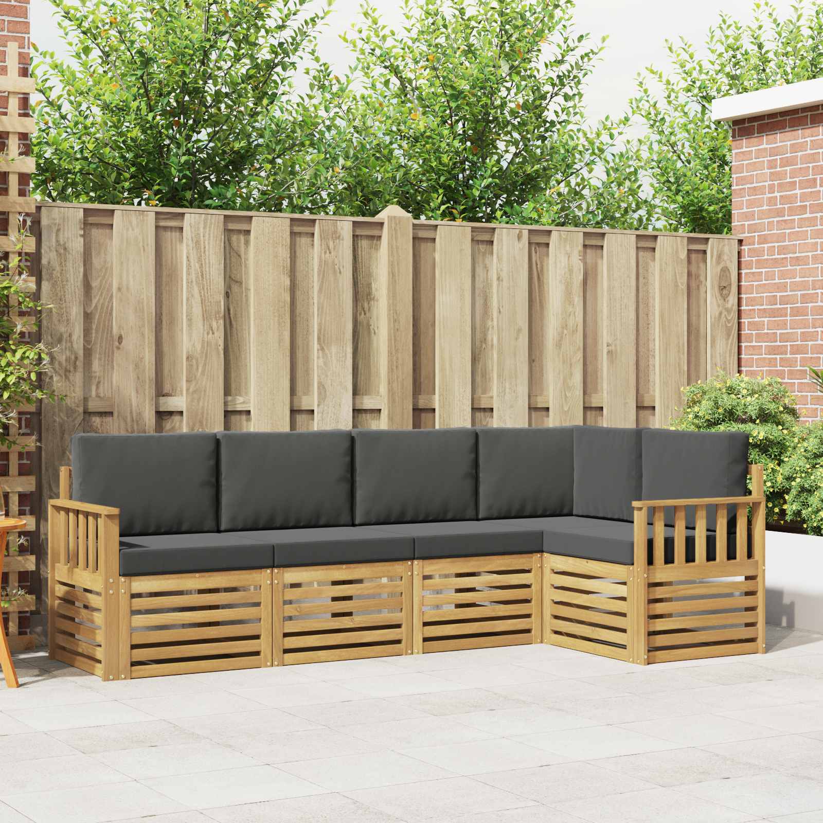 Outdoor-Sofagarnitur 5 pcs Weiß und Anthrazit