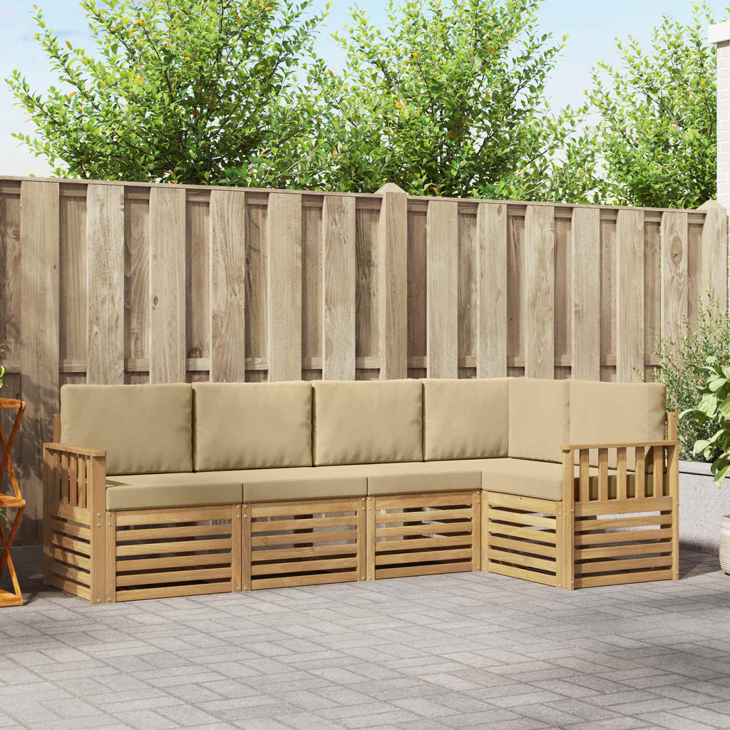 Outdoor-Sofagarnitur 5 pcs Weiß und Beige 247 x 128,5 x 73 cm