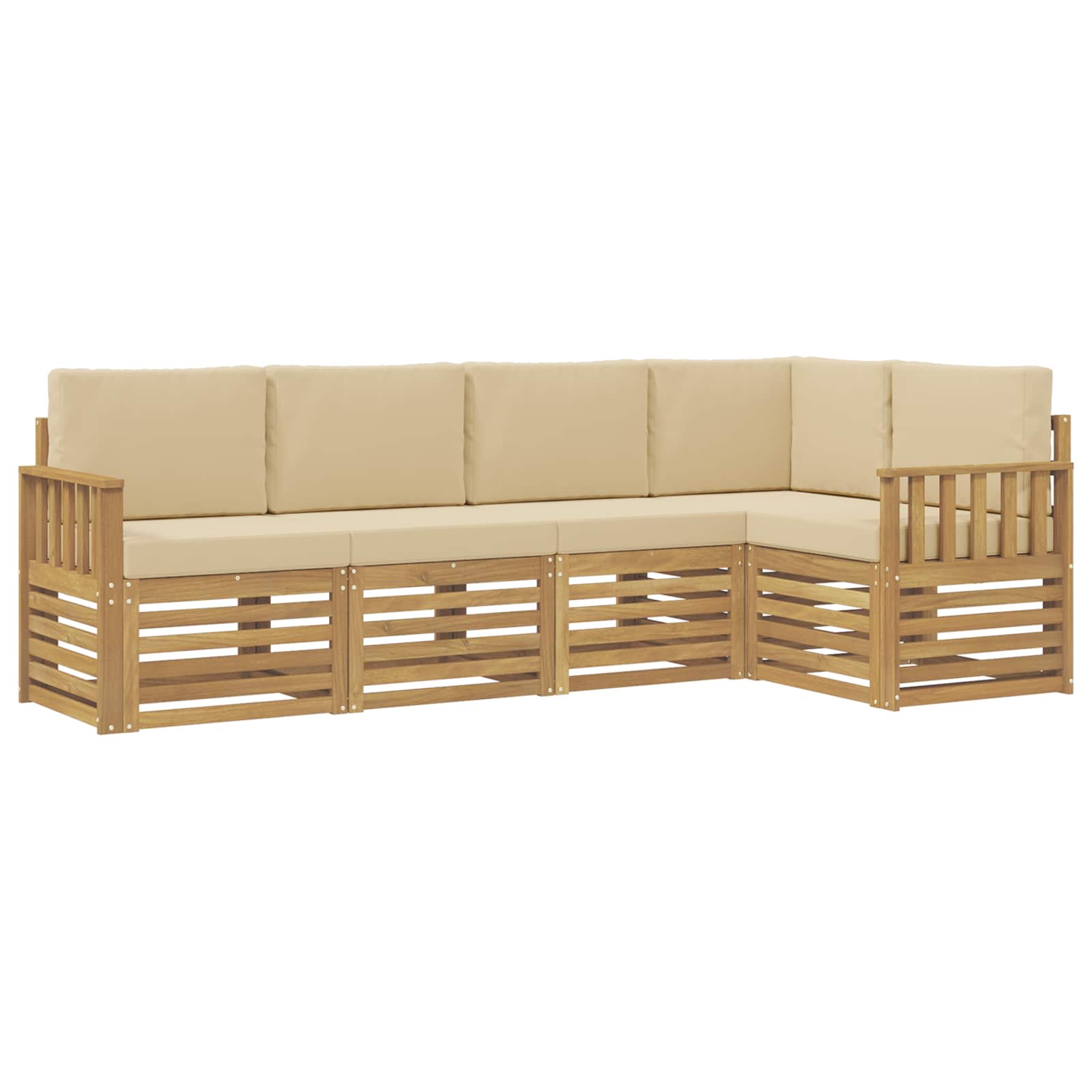 Outdoor-Sofagarnitur 5 pcs Weiß und Beige 247 x 128,5 x 73 cm