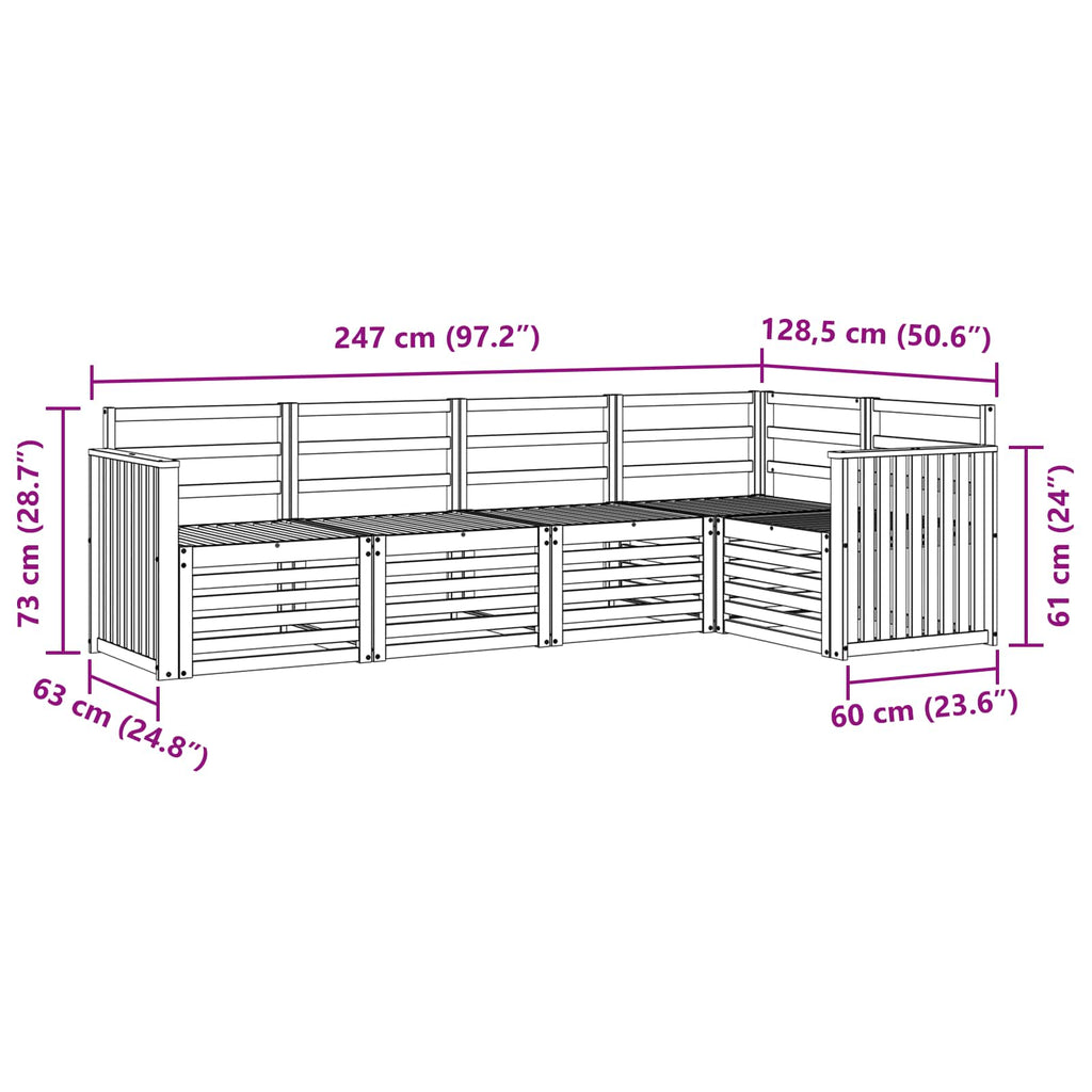 Outdoor-Sofagarnitur 5 pcs Weiß 247 x 128,5 x 73 cm