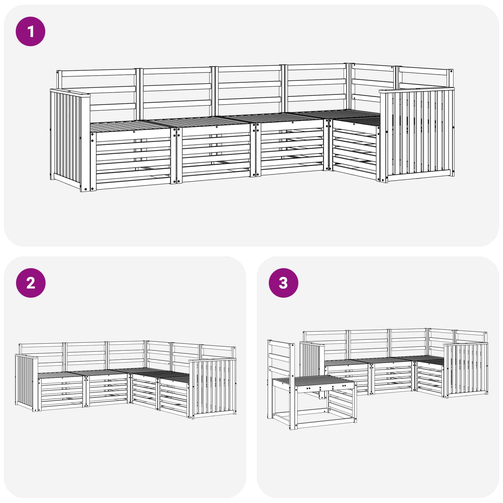 Outdoor-Sofagarnitur 5 pcs Weiß 247 x 128,5 x 73 cm