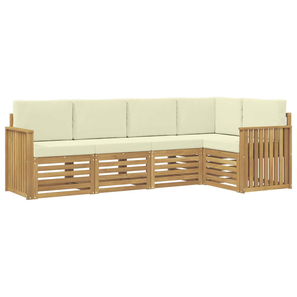 Outdoor-Sofagarnitur 5 pcs Weiß und Creme 247 x 128,5 x 73 cm