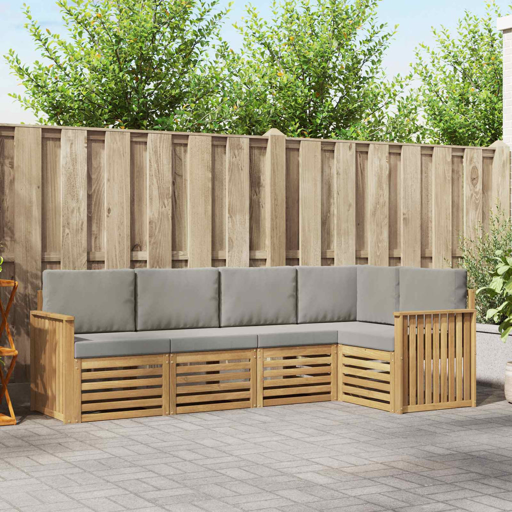 Outdoor-Sofagarnitur 5 pcs Weiß und Hellgrau