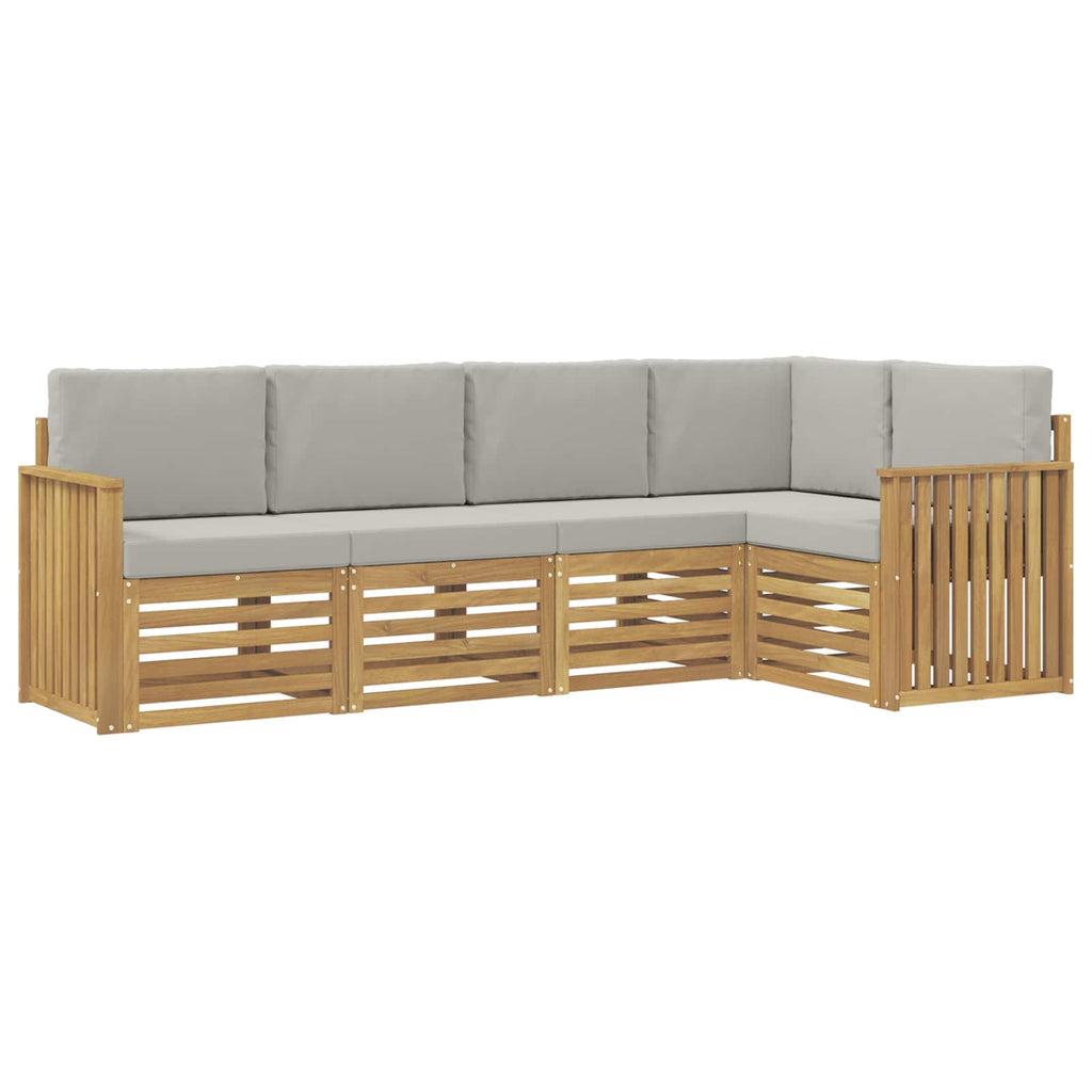 Outdoor-Sofagarnitur 5 pcs Weiß und Hellgrau