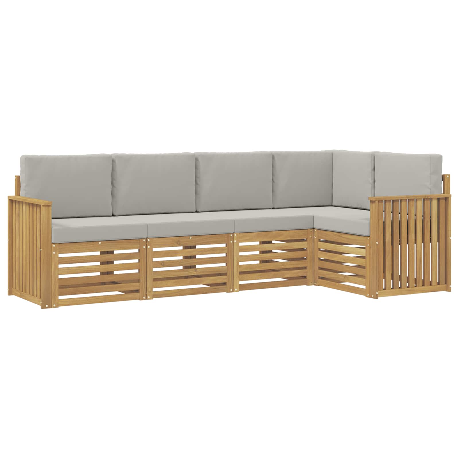 Outdoor-Sofagarnitur 5 pcs Weiß und Hellgrau