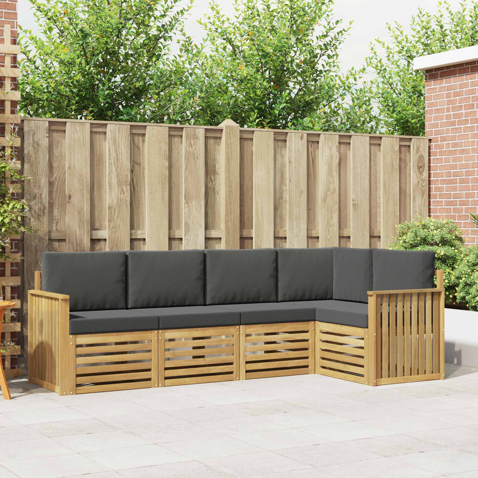 Outdoor-Sofagarnitur 5 pcs Weiß und Anthrazit