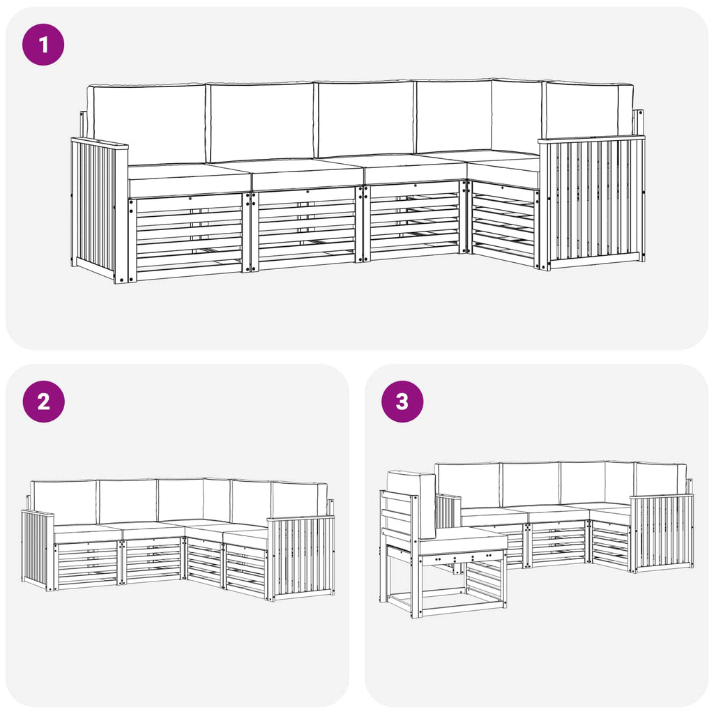 Outdoor-Sofagarnitur 5 pcs Weiß und Anthrazit