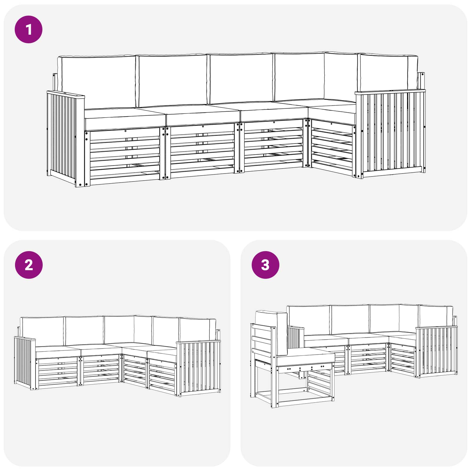 Outdoor-Sofagarnitur 5 pcs Weiß und Anthrazit