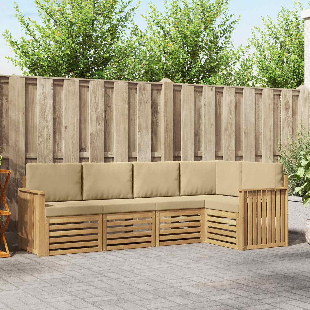 Outdoor-Sofagarnitur 5 pcs Weiß und Beige 247 x 128,5 x 73 cm