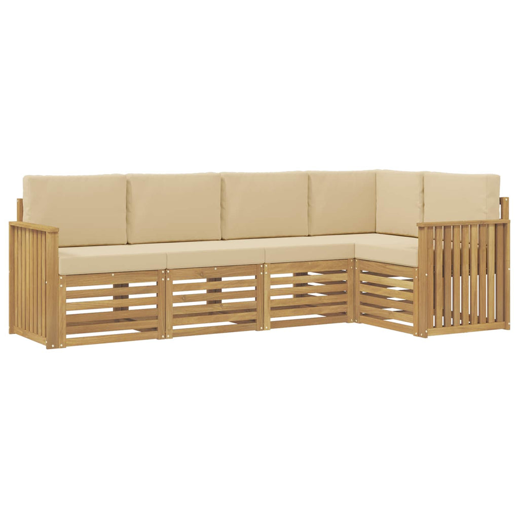 Outdoor-Sofagarnitur 5 pcs Weiß und Beige 247 x 128,5 x 73 cm
