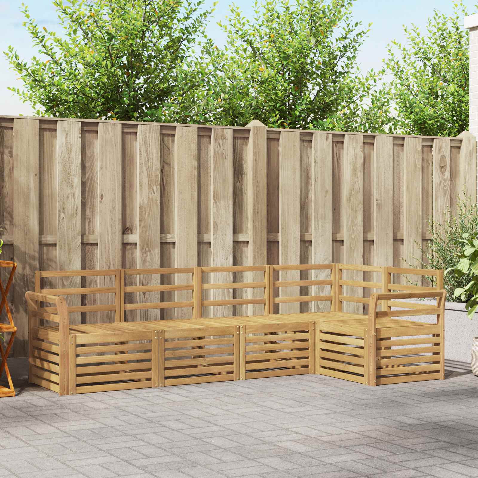Outdoor-Sofagarnitur 5 pcs Weiß 249 x 130,5 x 73 cm