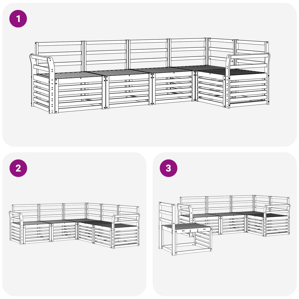 Outdoor-Sofagarnitur 5 pcs Weiß 249 x 130,5 x 73 cm