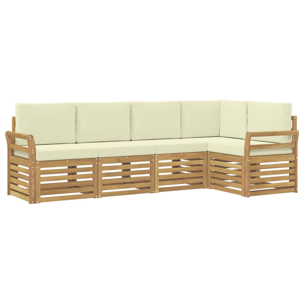 Outdoor-Sofagarnitur 5 pcs Weiß und Creme 249 x 130,5 x 73 cm