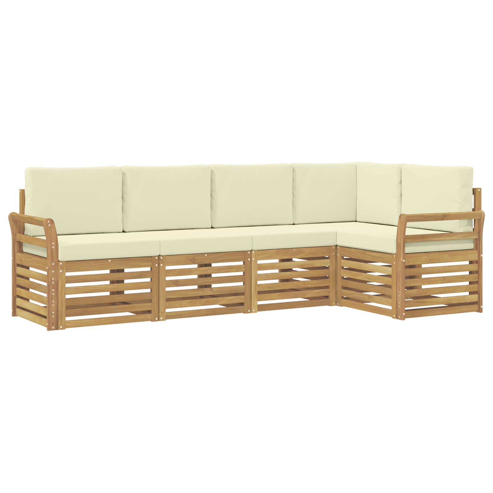 Outdoor-Sofagarnitur 5 pcs Weiß und Creme 249 x 130,5 x 73 cm