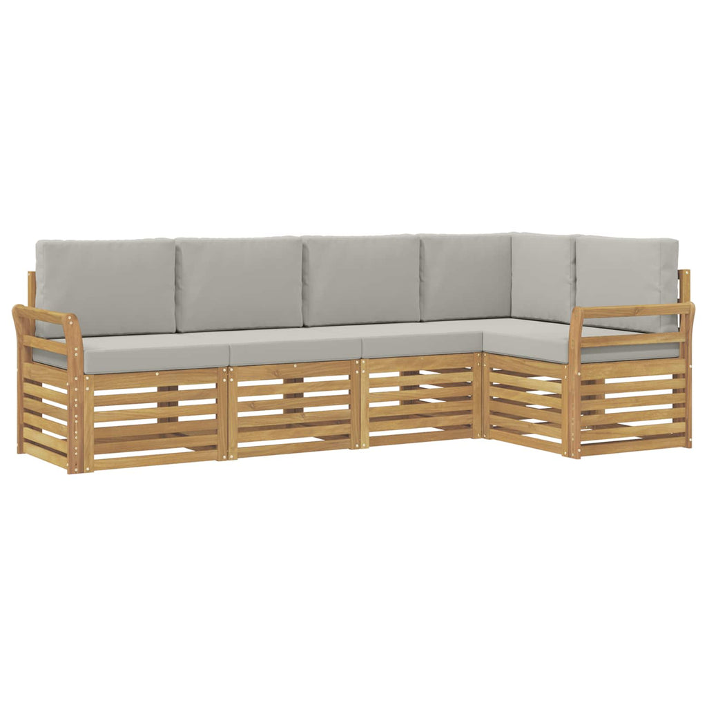 Outdoor-Sofagarnitur 5 pcs Weiß und Hellgrau