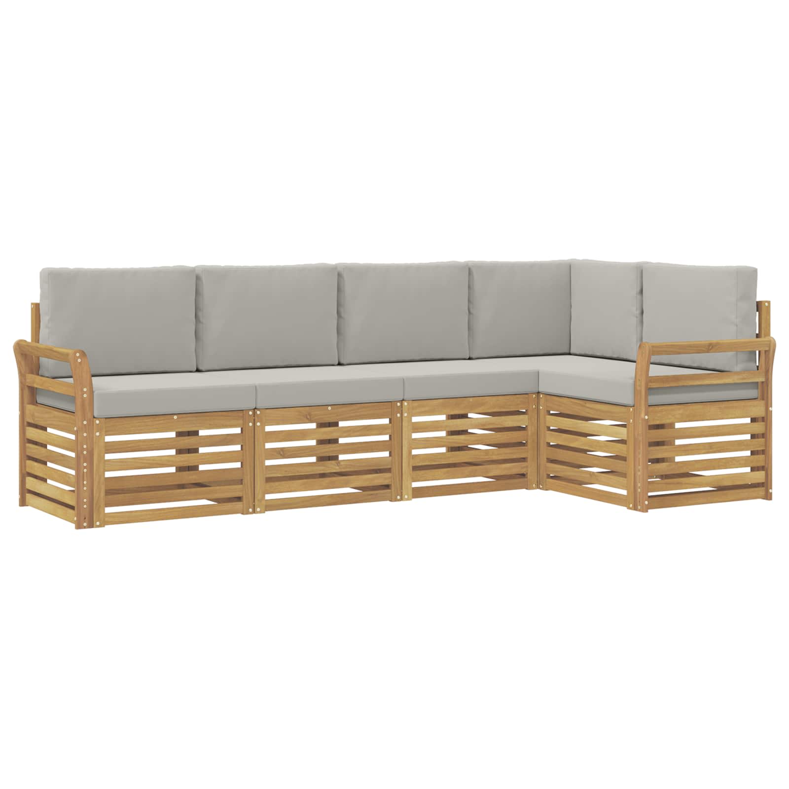Outdoor-Sofagarnitur 5 pcs Weiß und Hellgrau