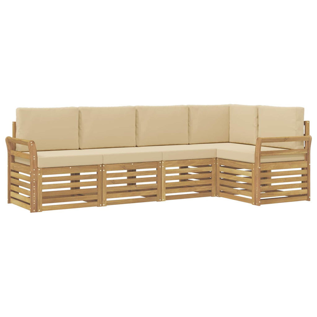Outdoor-Sofagarnitur 5 pcs Weiß und Beige 249 x 130,5 x 73 cm