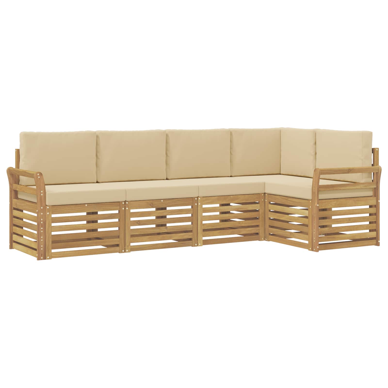 Outdoor-Sofagarnitur 5 pcs Weiß und Beige 249 x 130,5 x 73 cm