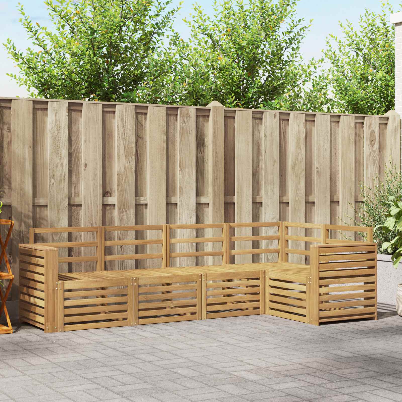 Outdoor-Sofagarnitur 5 pcs Weiß 251 x 132,5 x 73 cm