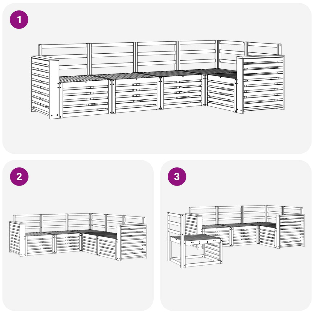 Outdoor-Sofagarnitur 5 pcs Weiß 251 x 132,5 x 73 cm