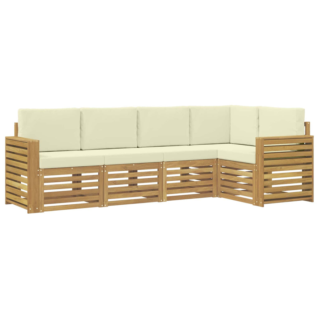 Outdoor-Sofagarnitur 5 pcs Weiß und Creme 251 x 132,5 x 73 cm