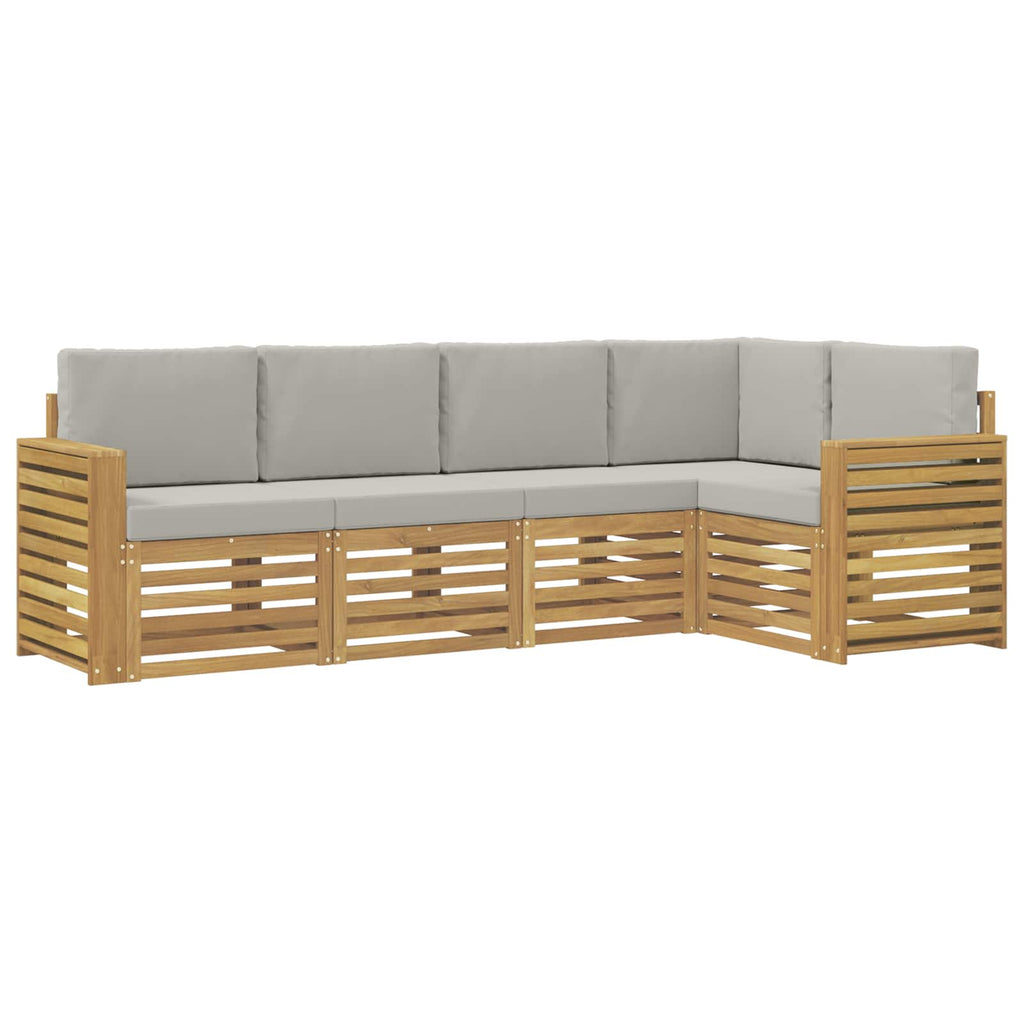 Outdoor-Sofagarnitur 5 pcs Weiß und Hellgrau