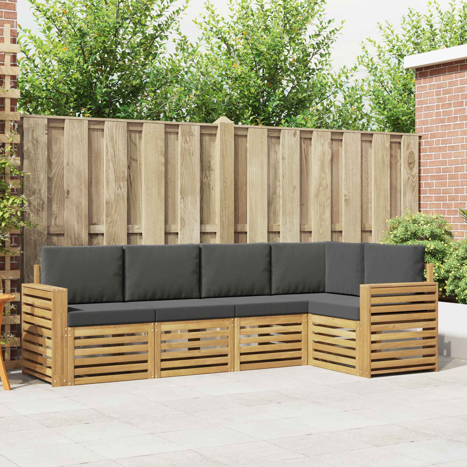 Outdoor-Sofagarnitur 5 pcs Weiß und Anthrazit