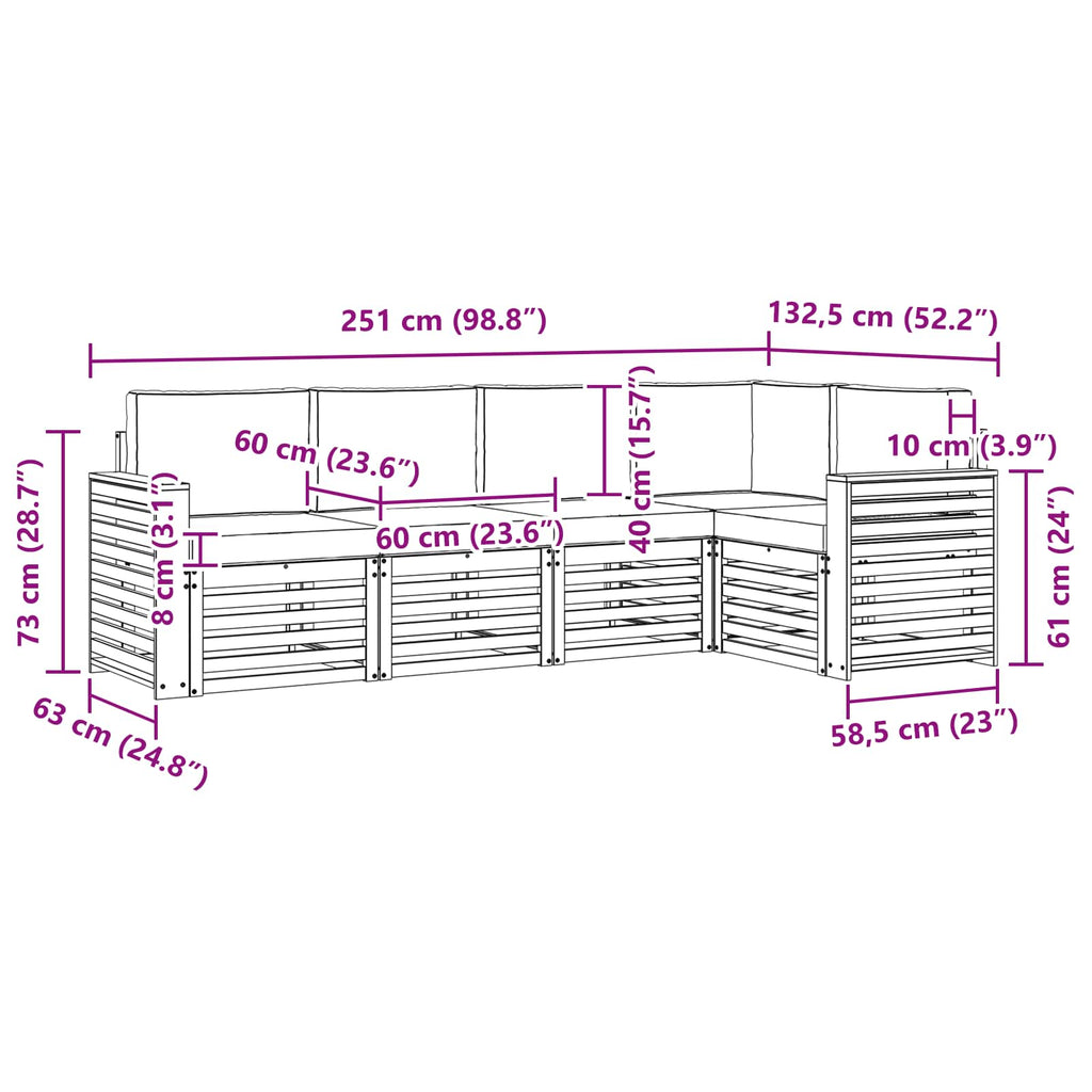 Outdoor-Sofagarnitur 5 pcs Weiß und Anthrazit